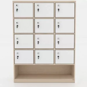 Tủ Locker Gỗ 12 Cánh 3 Khoang Anh Kiệt - Kệ Giày Thông Minh, Thiết Kế Sang Trọng LKG12C3K-T