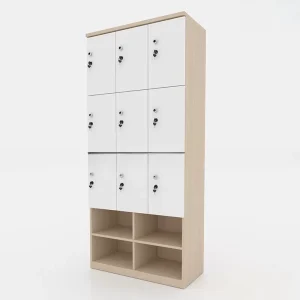 Tủ Locker Gỗ 12 Cánh 3 Khoang Anh Kiệt - Kệ Giày Thông Minh, Thiết Kế Sang Trọng LKG12C3K-T